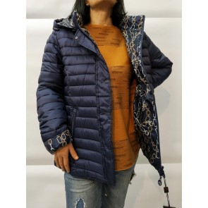 satinette giacca reversibile con imbottitura ecologica donna - Taglia L - colore blu