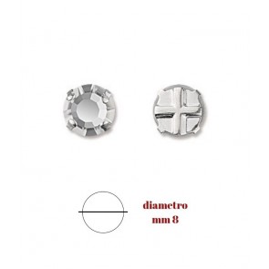 Strass castone piatto mm 8 ss40 crystal confezione da 24 pezzi  da cucire / 3/3pi40