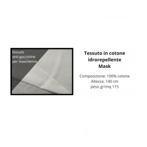 Tessuto cotone 100% altezza cm 140 tinta unita idrorepellente lavabile azione antibatterica / mask