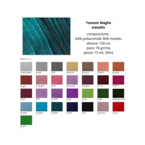 Tessuto maglia metallic 64% poliammide 36% metallo pezza da 15 metri