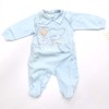 Tutina primavera estate 100% cotone celeste neonato maschietto Montebovy taglia 3 mesi