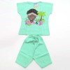 Completo due pezzi femminuccia primavera estate 100% cotone barcellino verde taglia 12/18 mesi