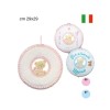 Fiocco nascita tondo aida con orsetto h 29 cm x l 29 cm  / fn01009.B
