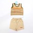 Completo due pezzi neonato maschietto primavera estate 100% cotone con canotta beige taglia 3 mesi