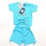 Completo due pezzi neonato femminuccia primavera estate 100% cotone celeste taglia 12 mesi