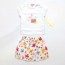Completo neonato femminuccia primavera estate due pezzi bianco con gonna fiorata 100% cotone taglia 12 mesi