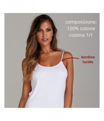 Maglia donna spalla stretta 100% cotone costina 1/1 con bordino lucido  / 2005