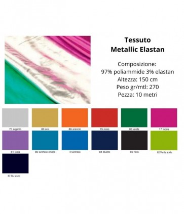 Tessuto monoelastico 97% poliammide 3% elastan pezza da 10 metri / metallic elastan