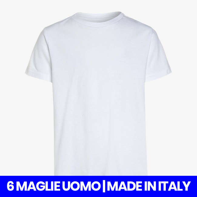 Collantelledue.it 6 Maglie T-shirt Uomo Mansuè Puro Cotone mezza manica  corta girocollo disponibile Bianco e Nero
