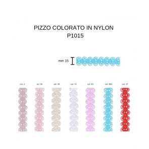 Pizzo colorato in nylon mm 15 rotolo da 25 metri / p1015