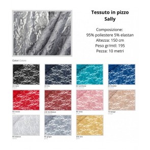 Tessuto in pizzo effetto glitter 95% poliestere 5% elastan  pezza da 10 metri / sally